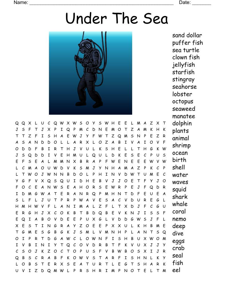 Ocean Word Search Printable