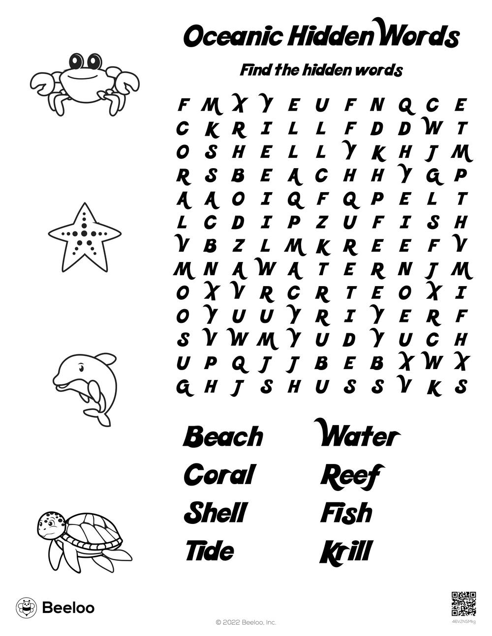 Ocean themed Word Searches Beeloo Printable Crafts And Activities For Kids