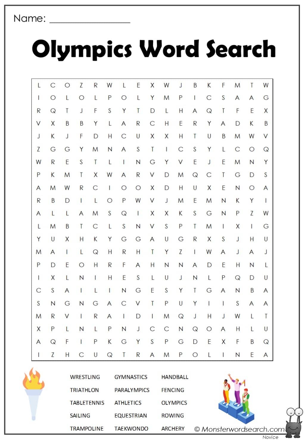 Olympics Word Search Printable