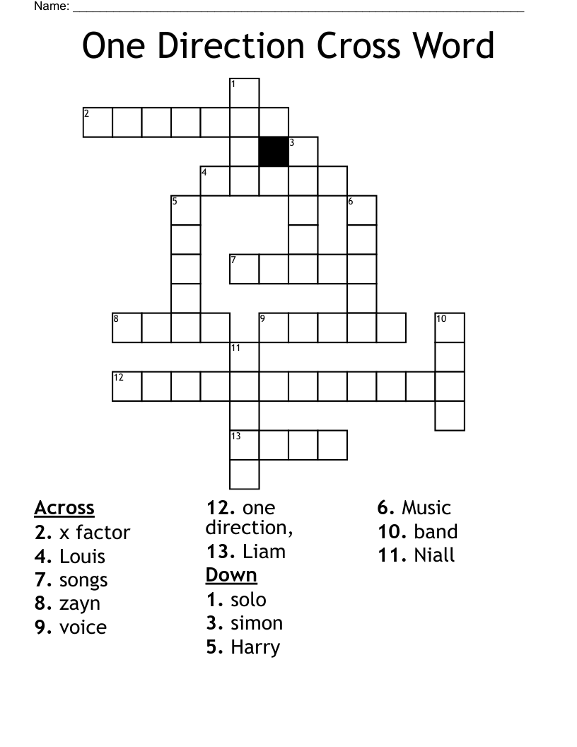 One Direction Word Search Printable