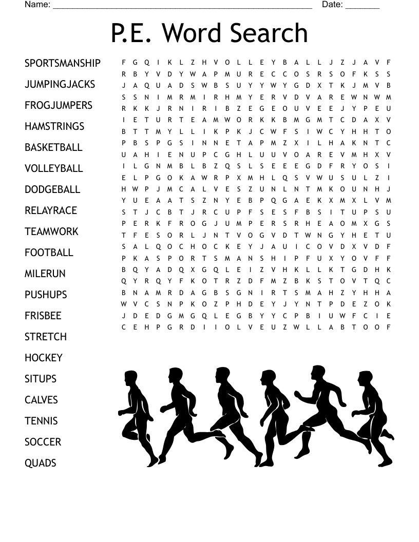 Pe Word Search Printable