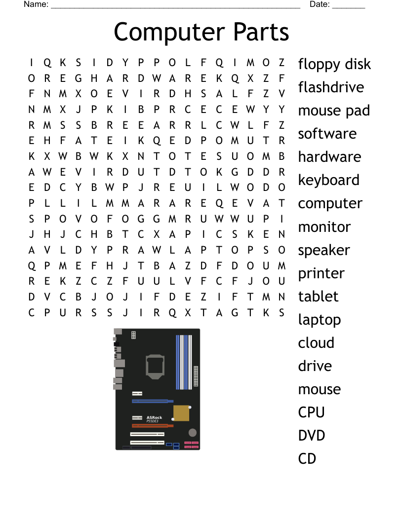 Parts Of A Computer Word Search WordMint