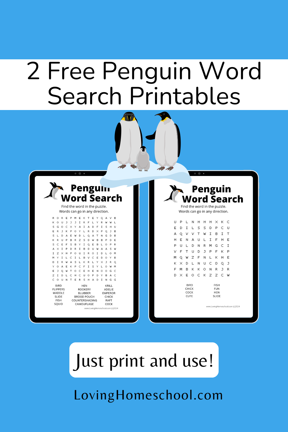 Penguin Word Search Printables LovingHomeschool