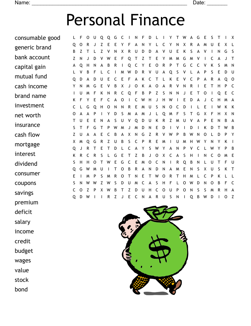 Finance Word Search Printable
