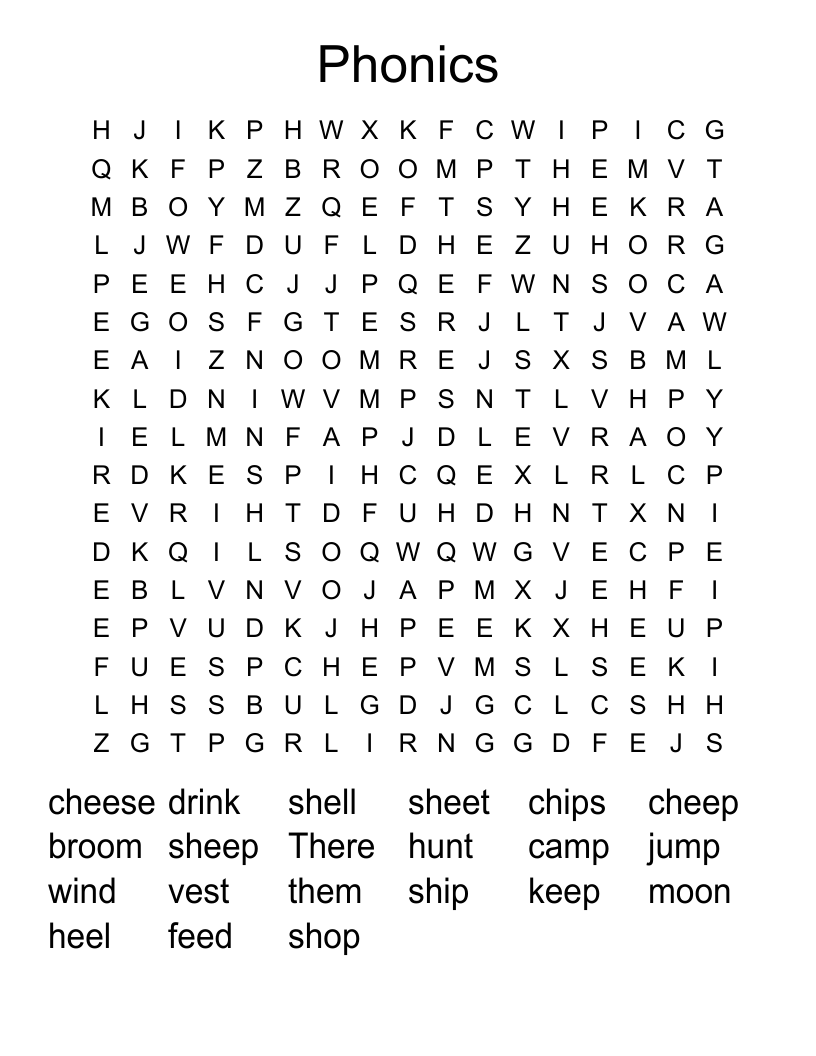 Printable Phonics Word Search