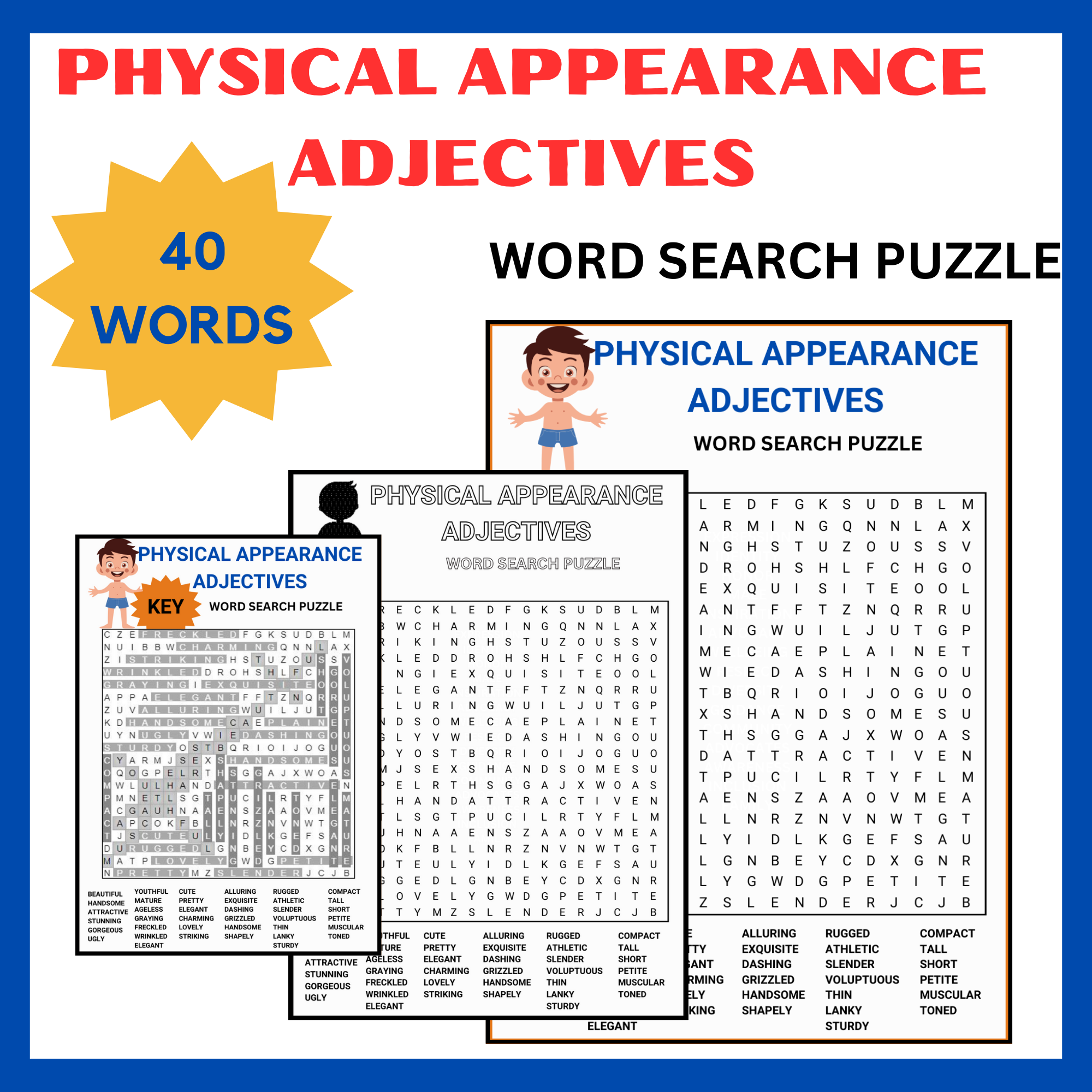 Physical Appearance Adjectives Word Search Puzzle Made By Teachers