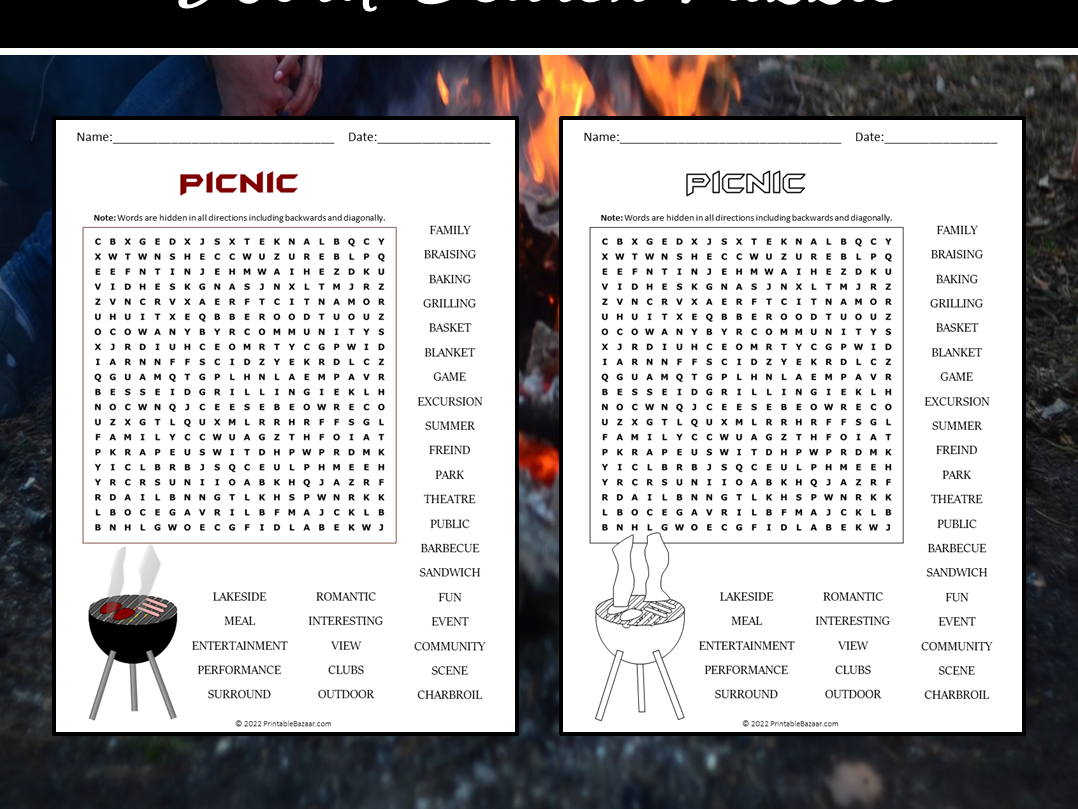 Picnic Word Search Printable
