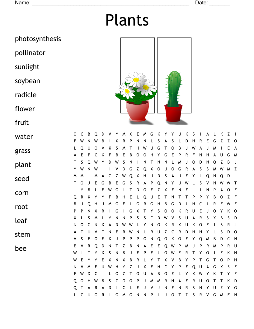 Plant Word Search Printable