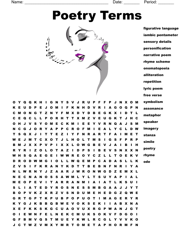 Poetry Word Search Printable