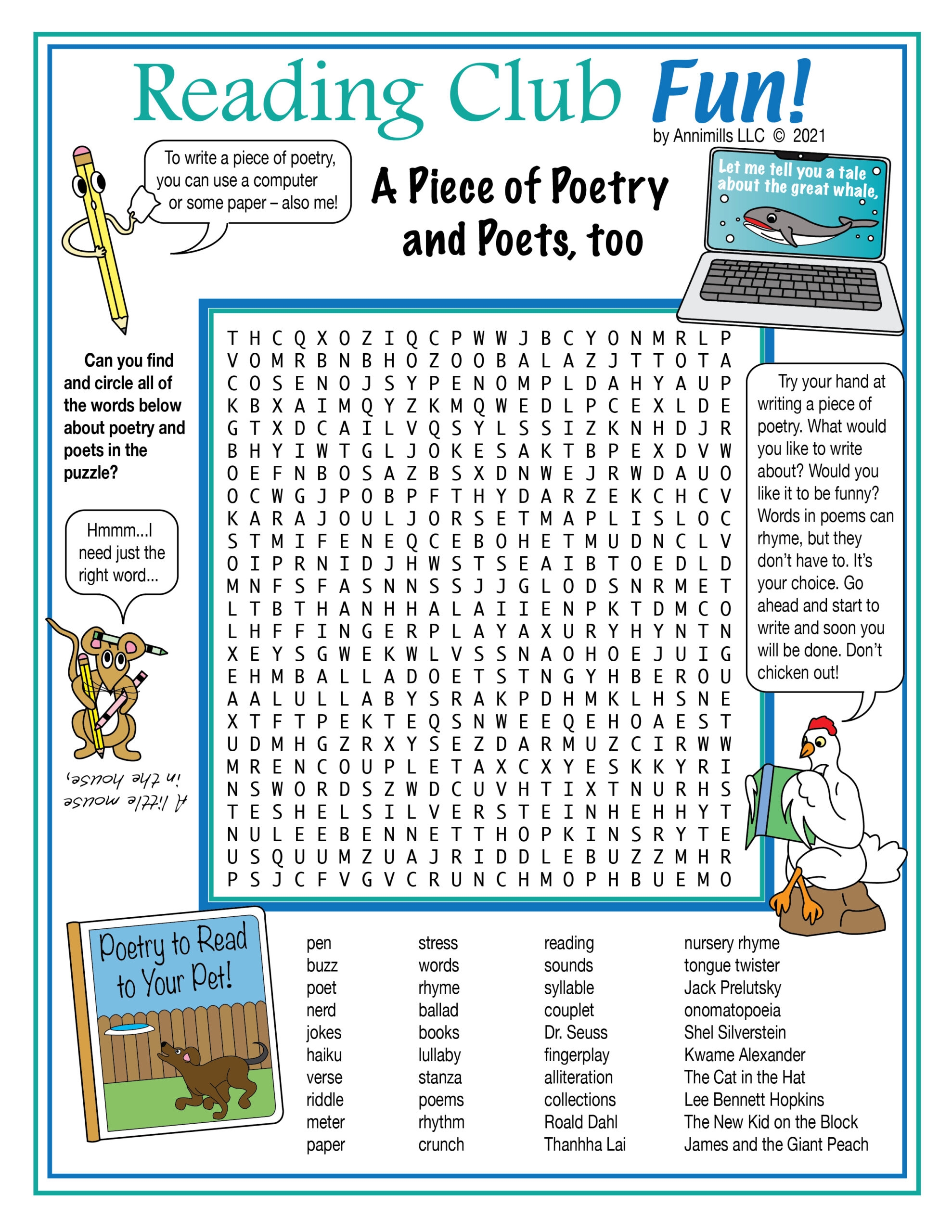 Poets And Poetry Printable Puzzle Set