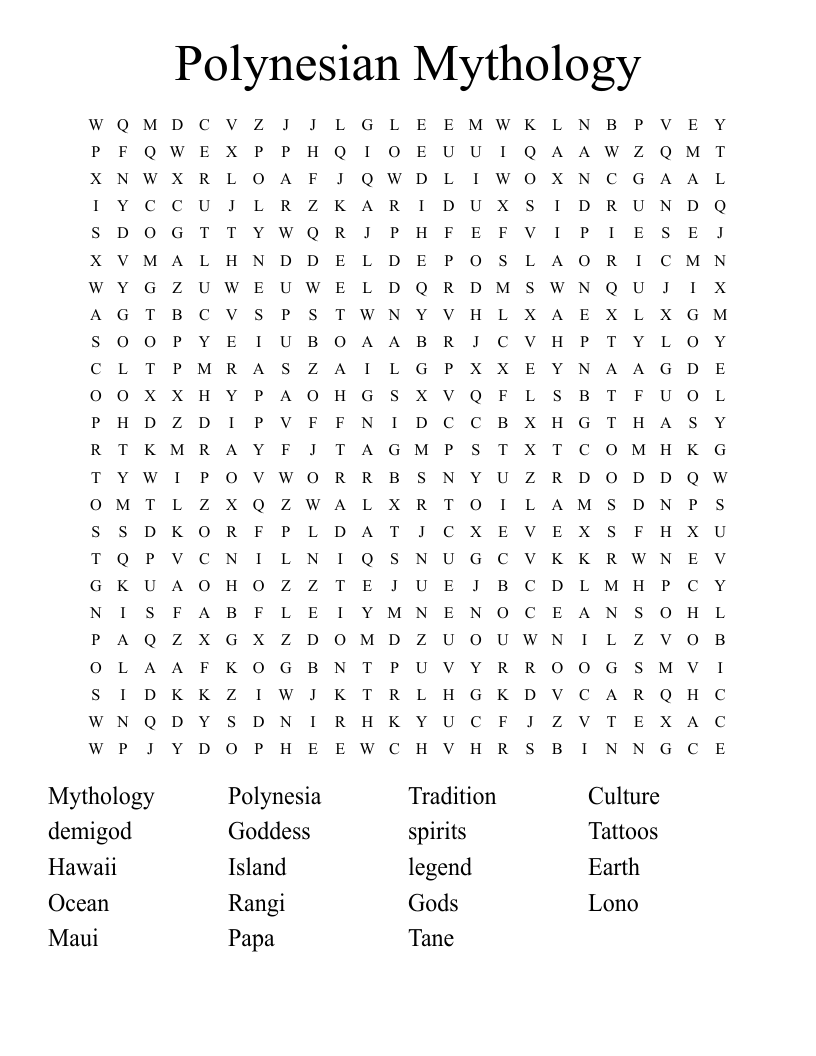 Greek Mythology Word Search Printable