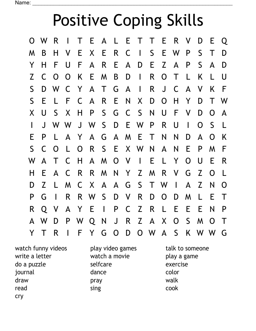 Free Printable Coping Skills Word Search