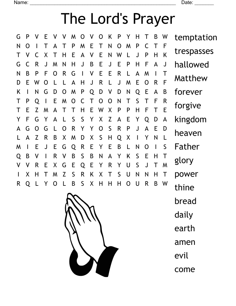 Free Printable Word Search On Prayer