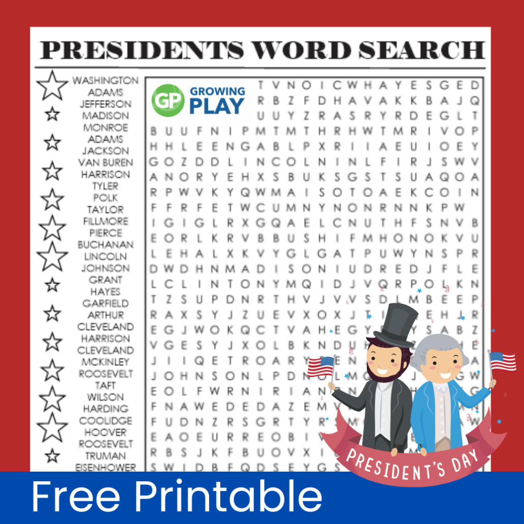 President Word Search Free Printable Growing Play Worksheets Library