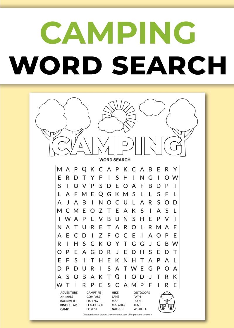 Free Printable Camping Word Search