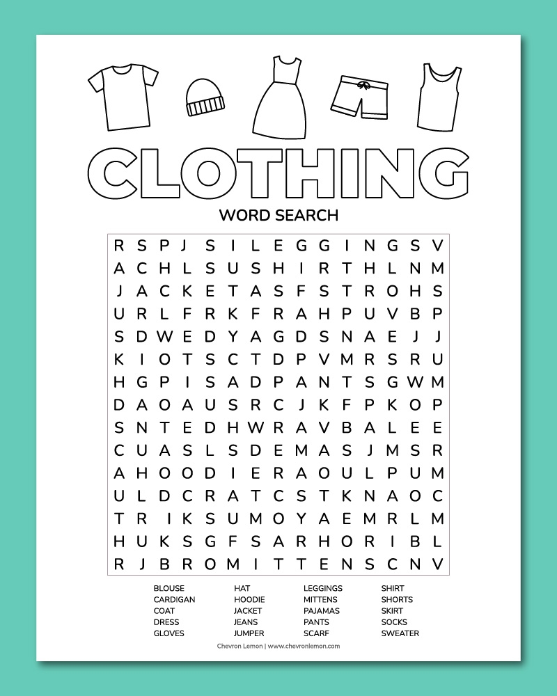 Fashion Word Search Printable