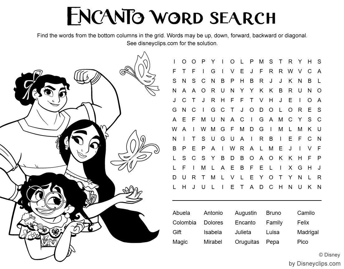 Encanto Word Search Free Printable