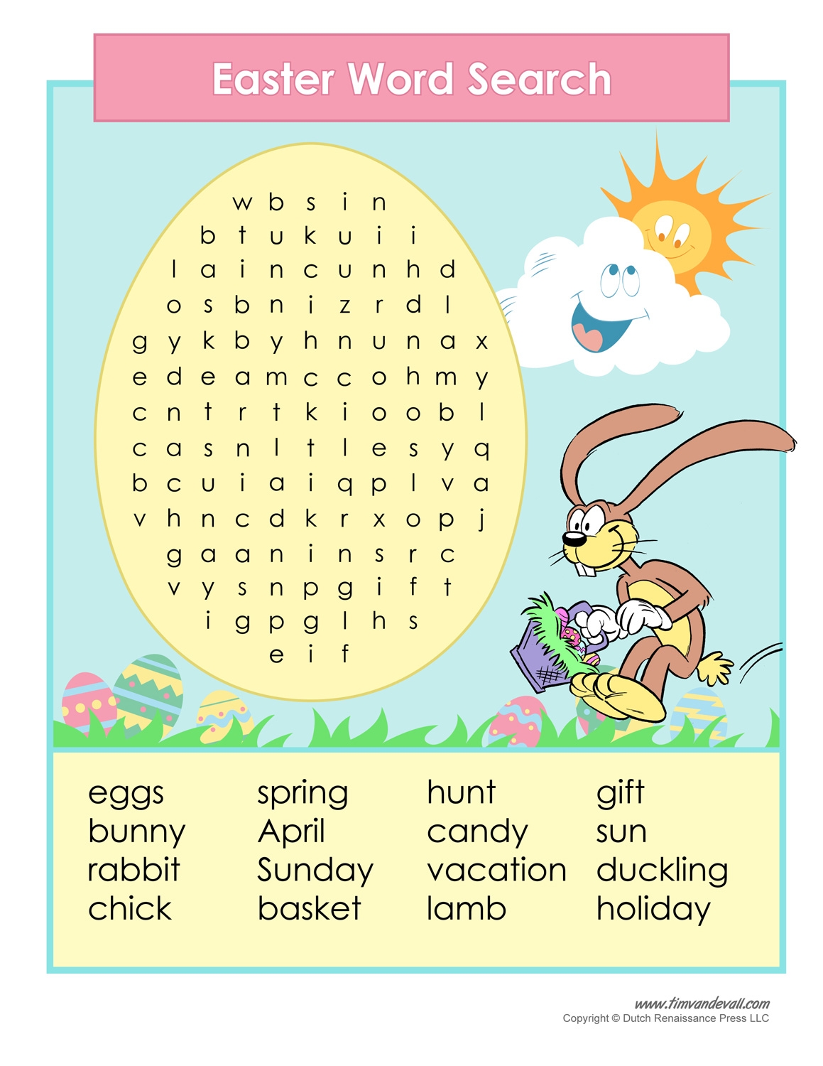 Easter Word Search Printable Pdf