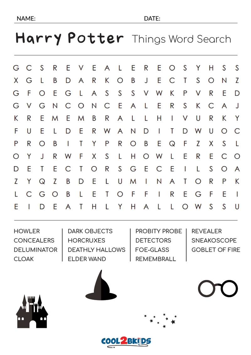 Free Printable Harry Potter Word Search