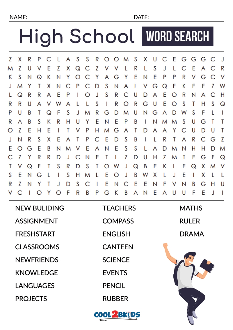 Printable High School Word Search Cool2bKids Worksheets Library