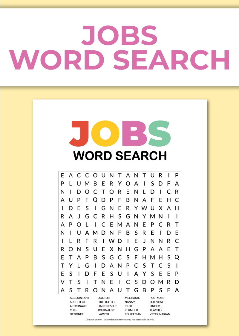 Career Word Search Printable