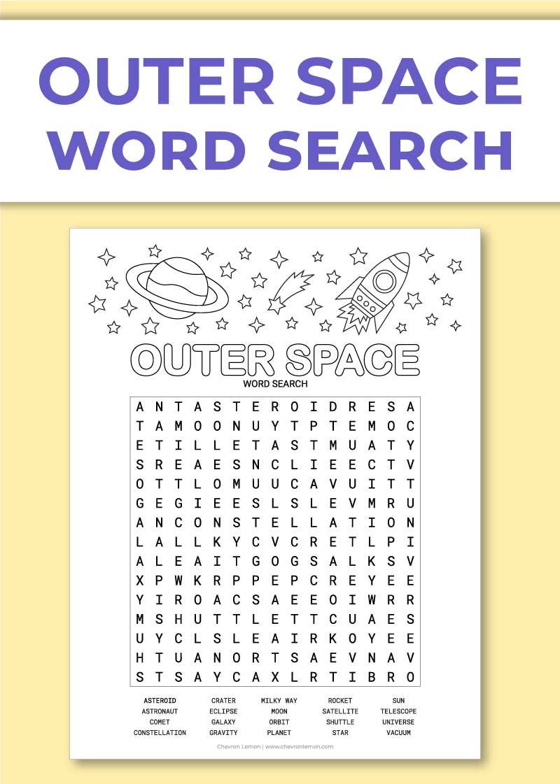 Space Word Search Printable