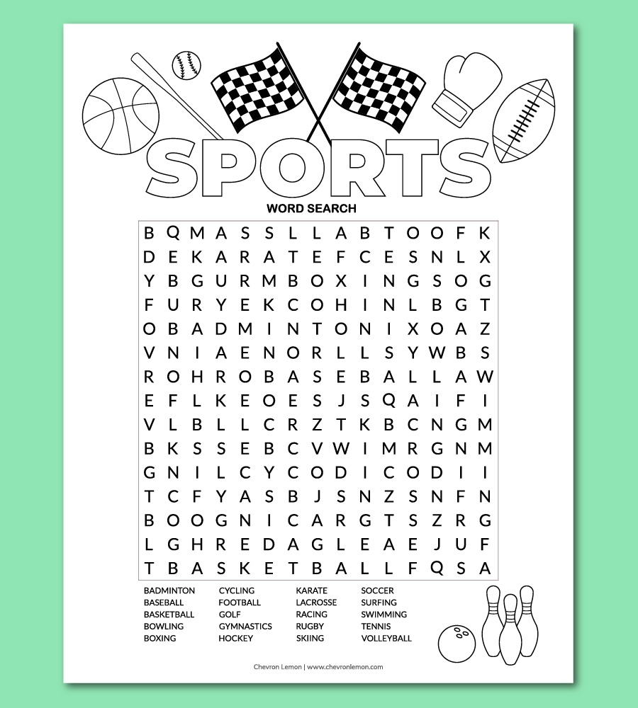 Sports Word Search Free Printable