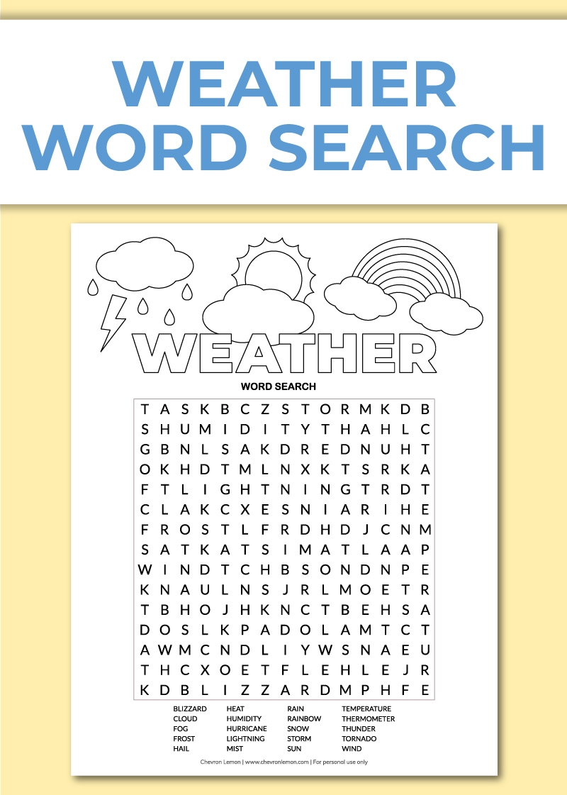 Weather Word Search Printable