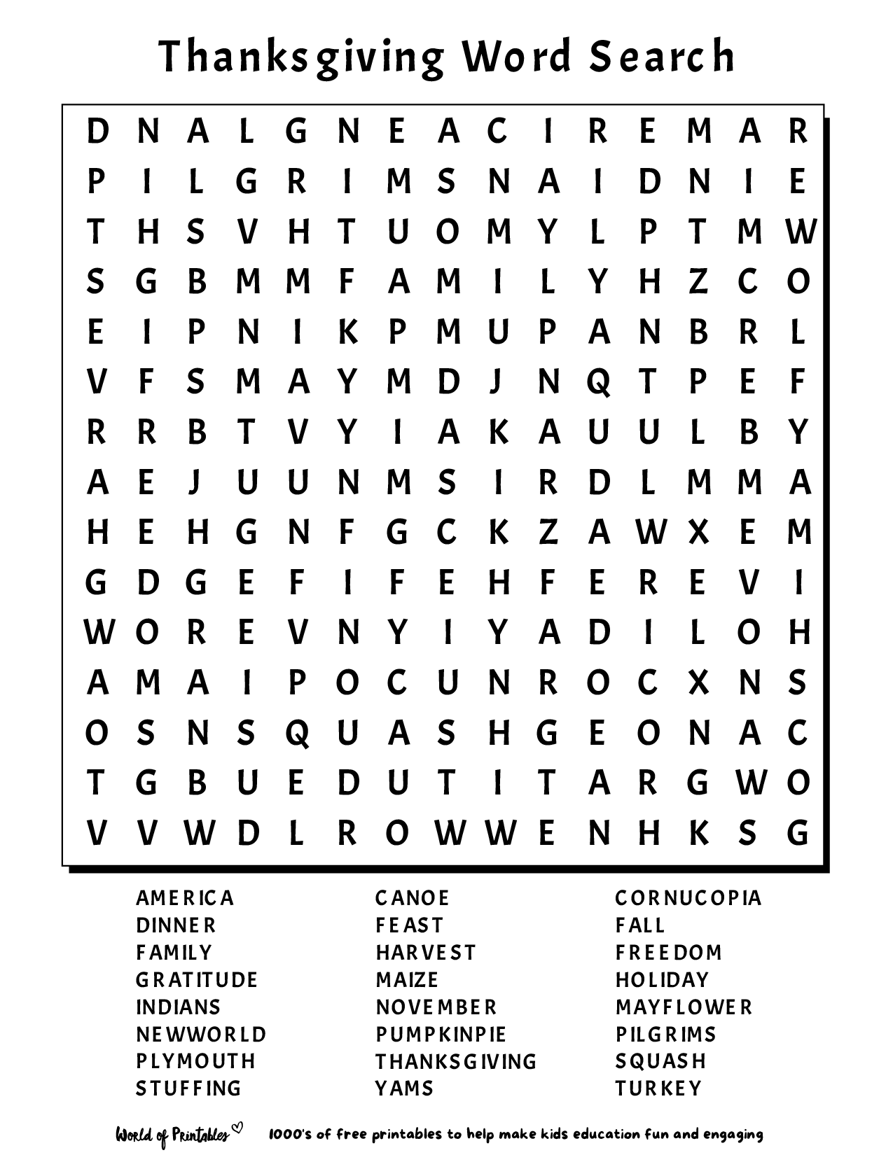Printable Word Search World Of Printables