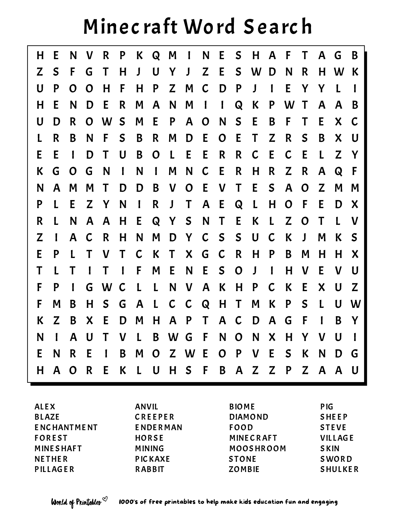 Among Us Word Search Printable