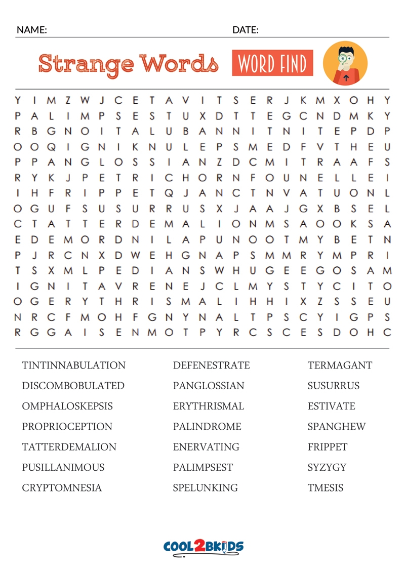 Challenging Word Searches For Adults Printable
