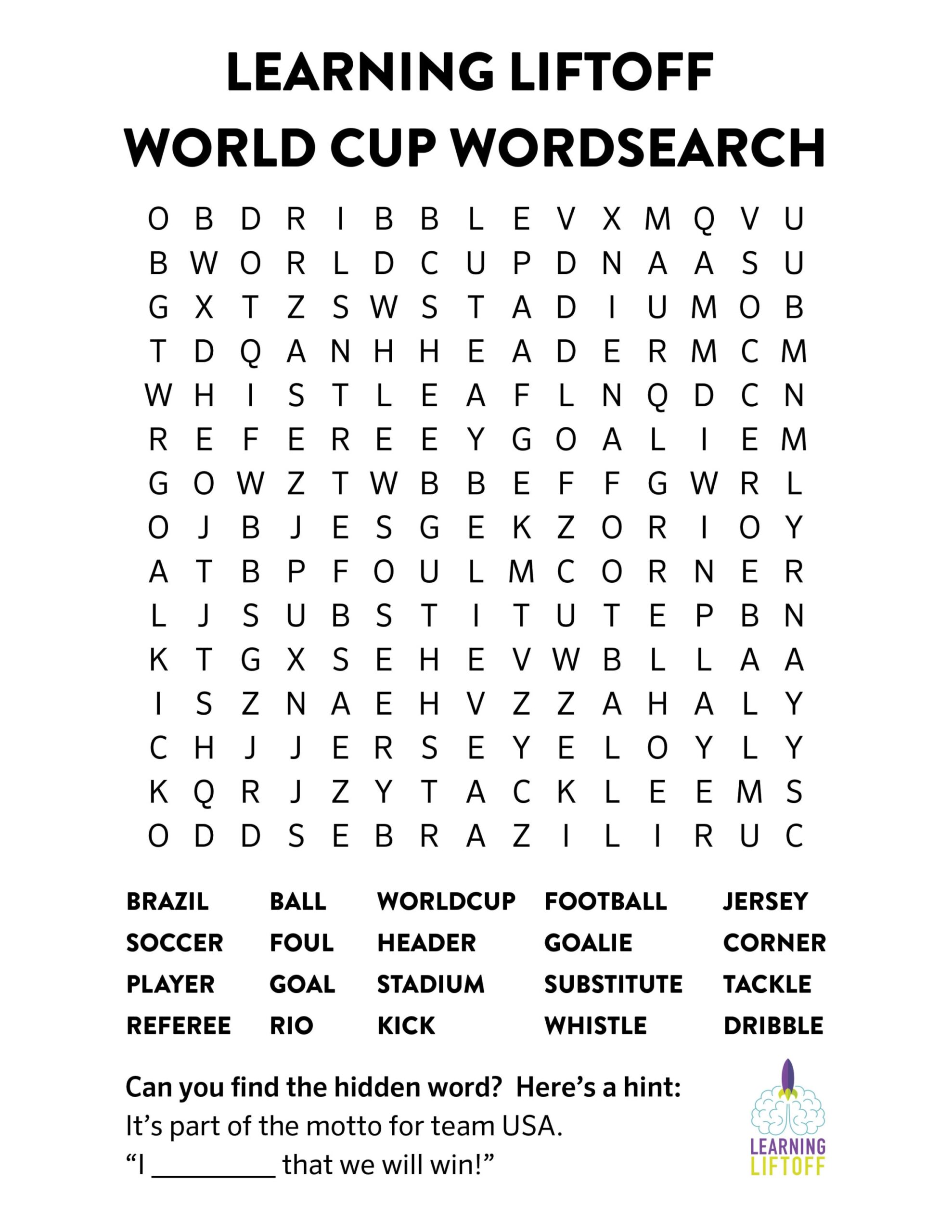 Soccer Word Search Printable Pdf
