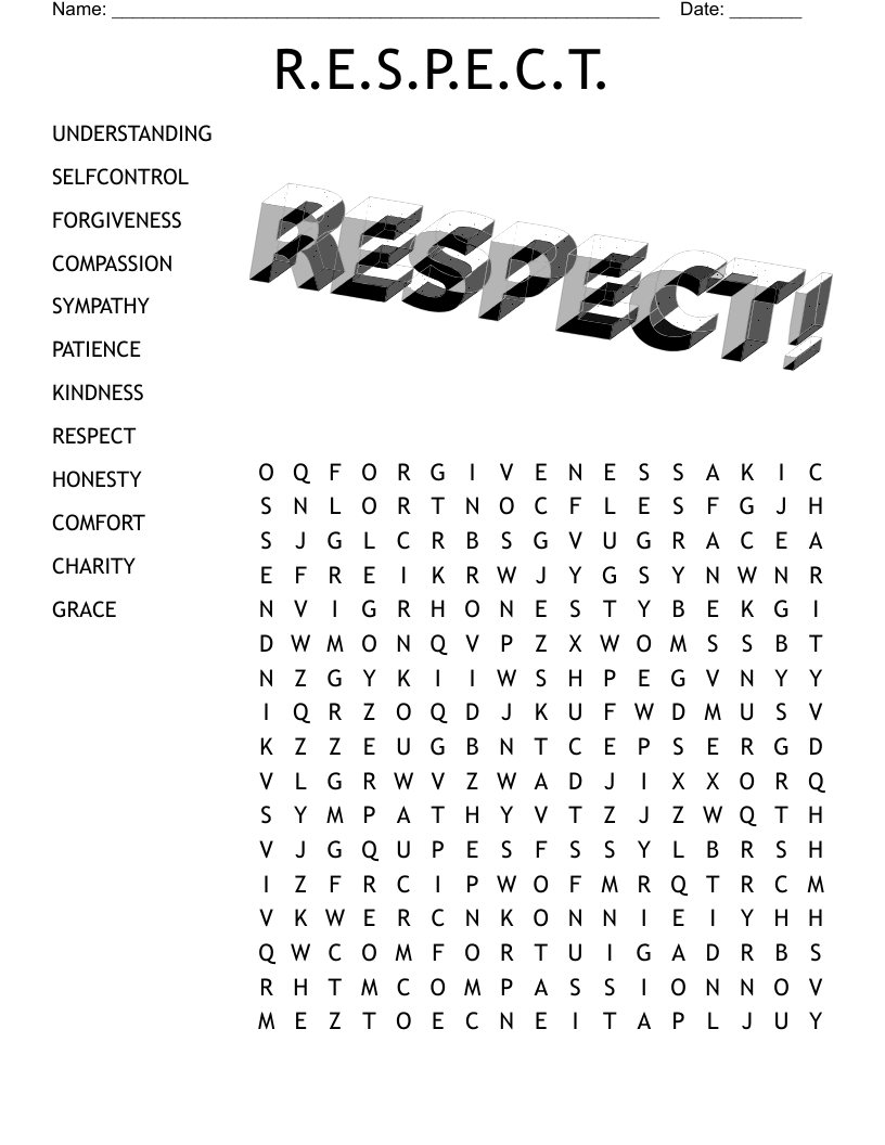 R E S P E C T Word Search WordMint