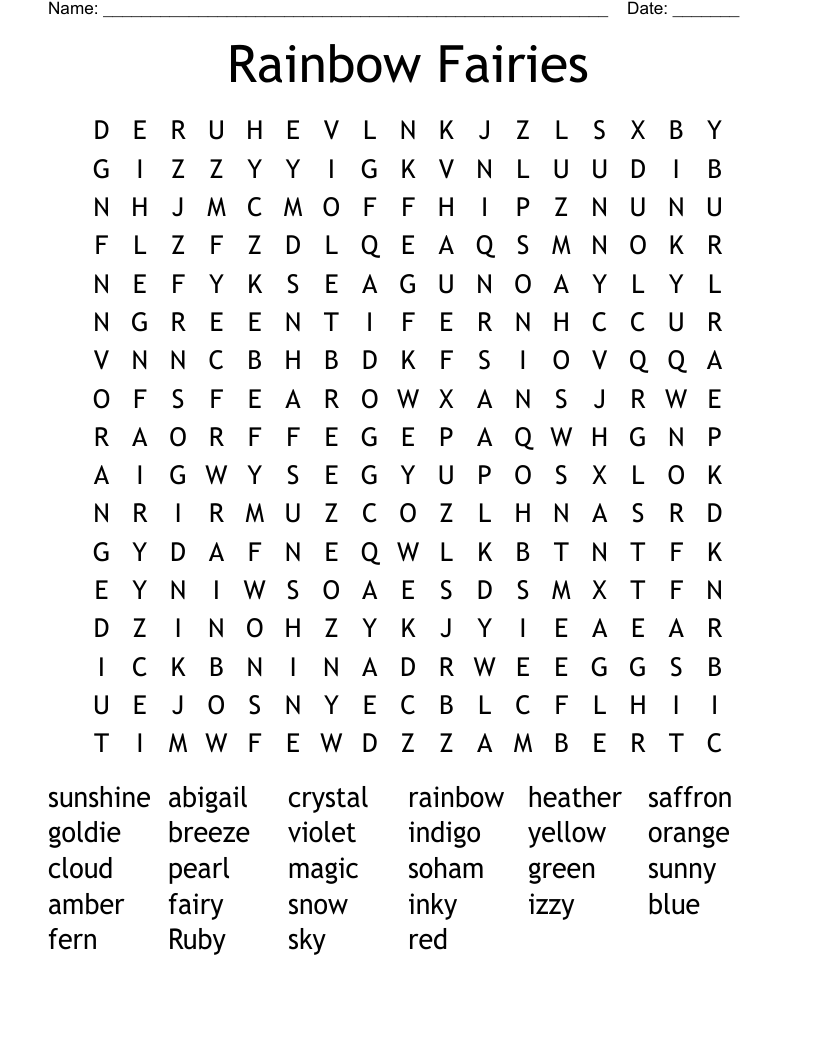Fairy Word Search Printable