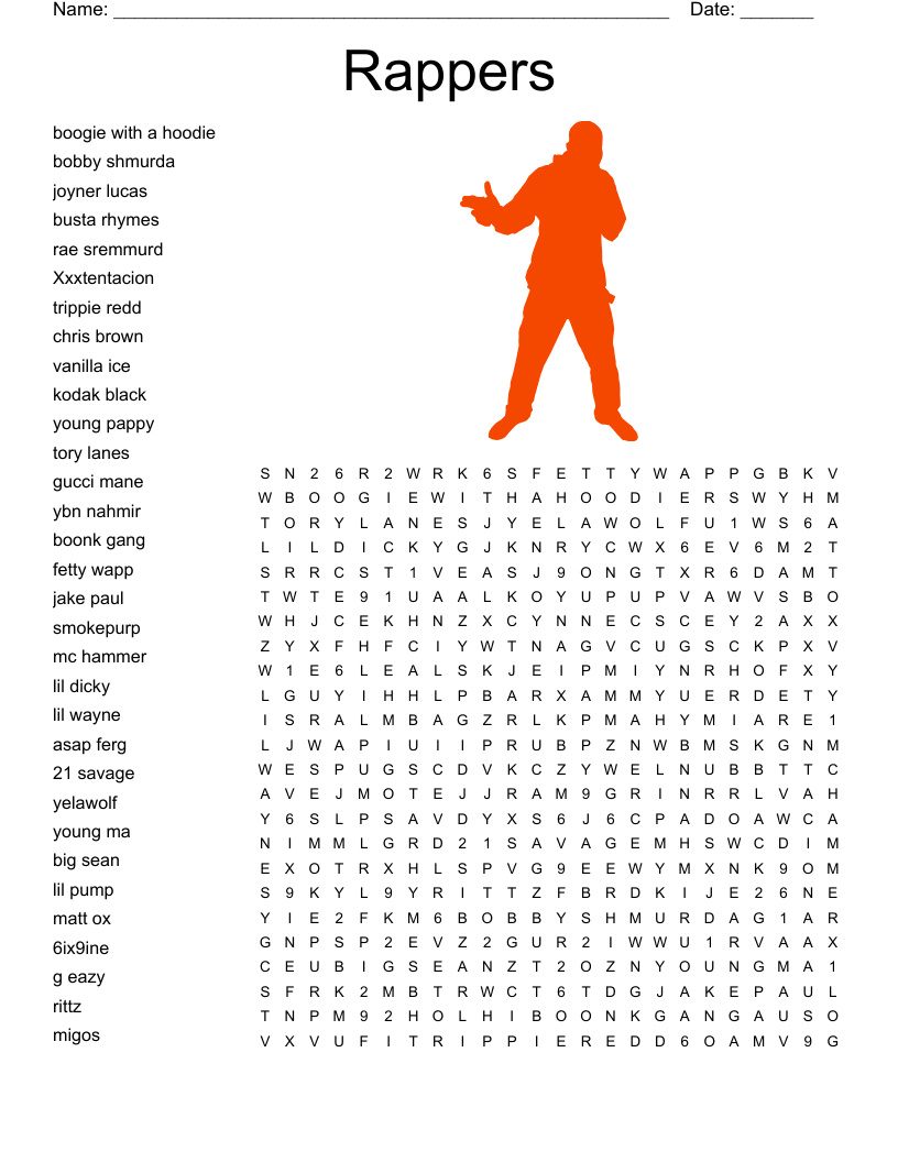 Rapper Word Search Printable