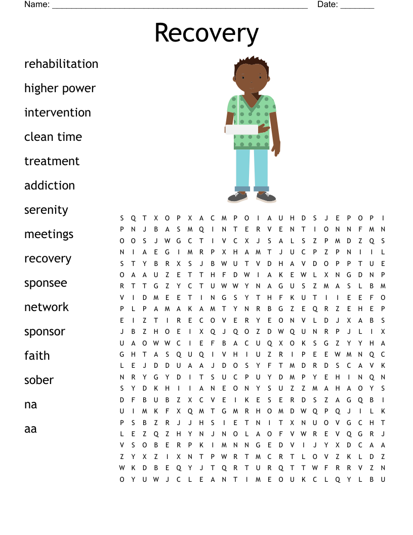 Recovery Word Search Printable