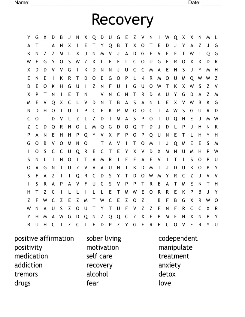 Recovery Word Search WordMint
