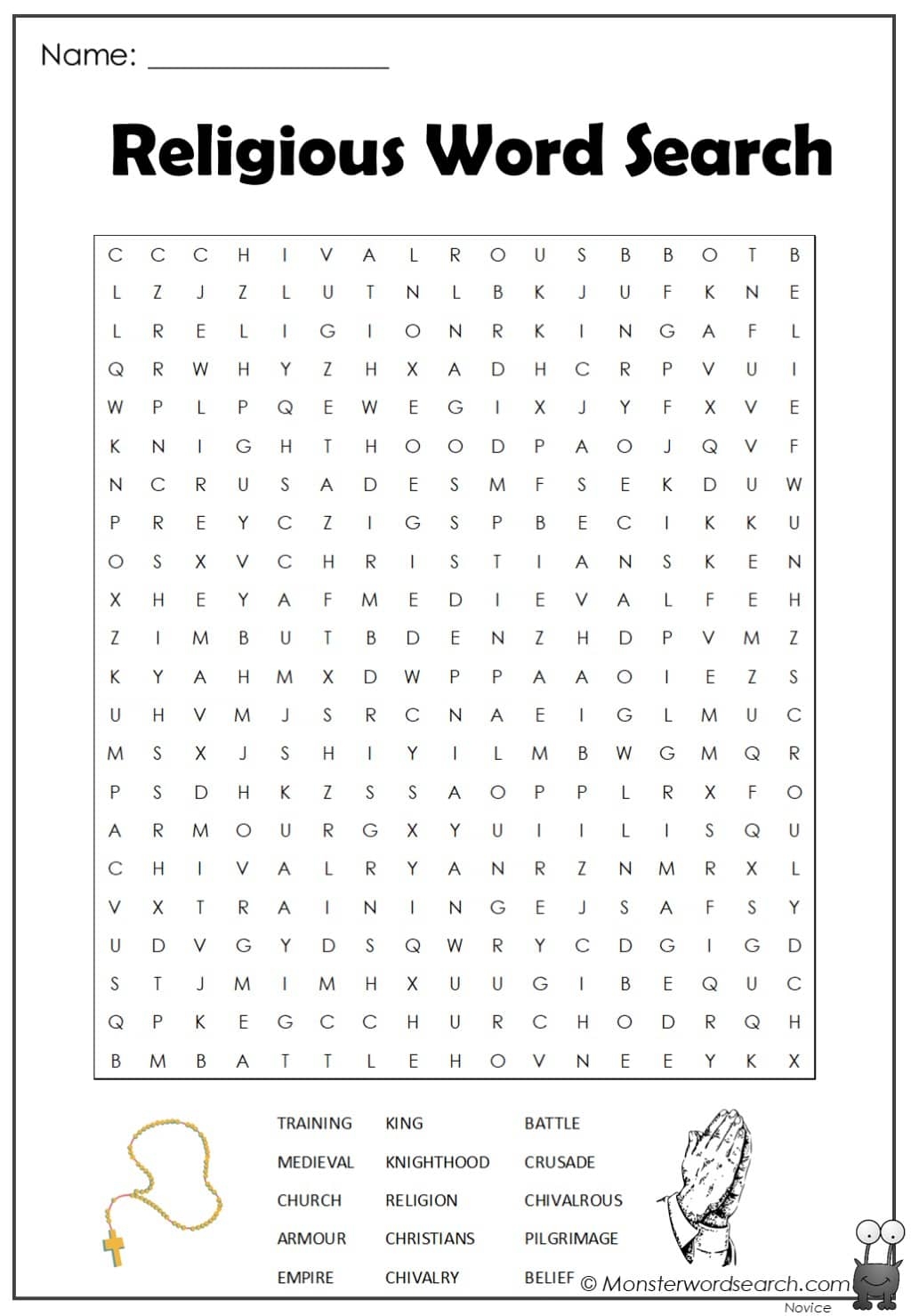 Religion Word Search Printable
