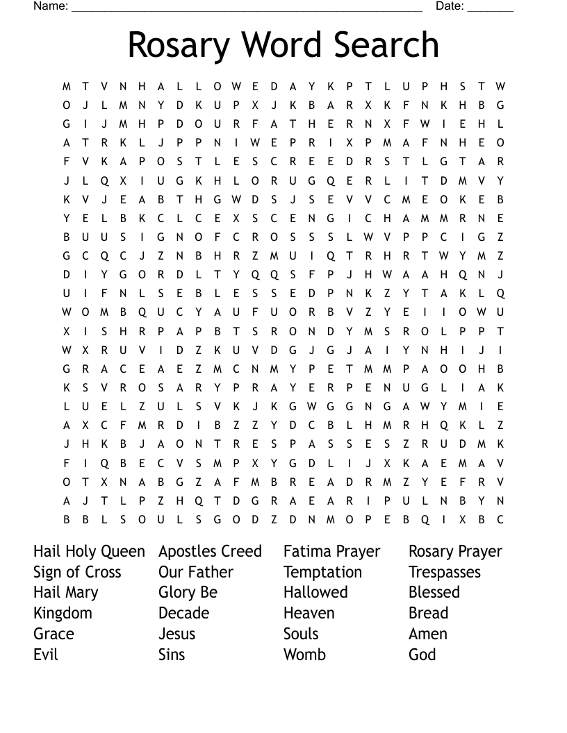 Free Printable Word Search On Prayer