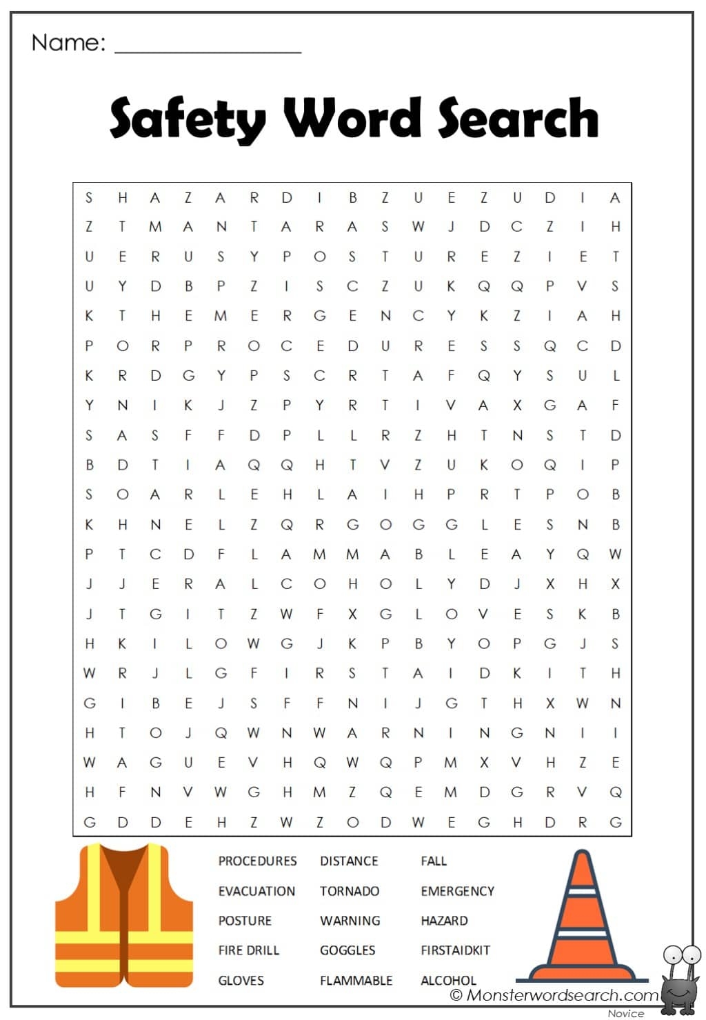 Safety Word Search Printable