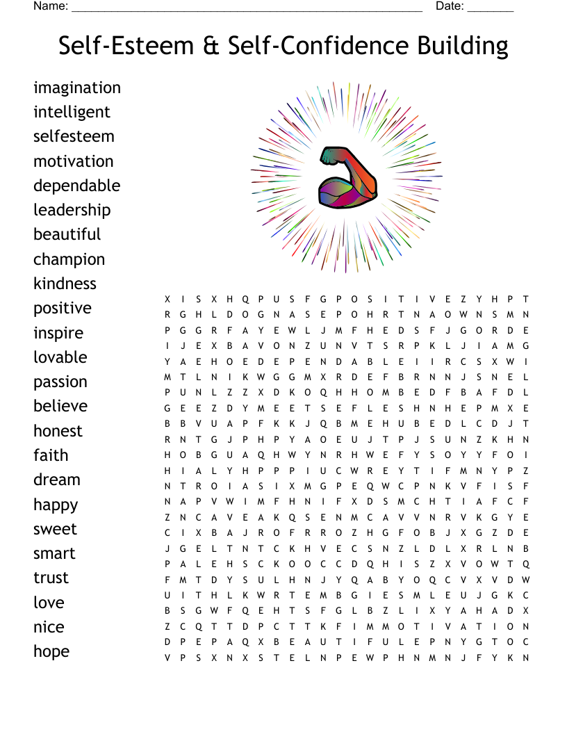 Self Esteem U0026 Self Confidence Building Word Search WordMint