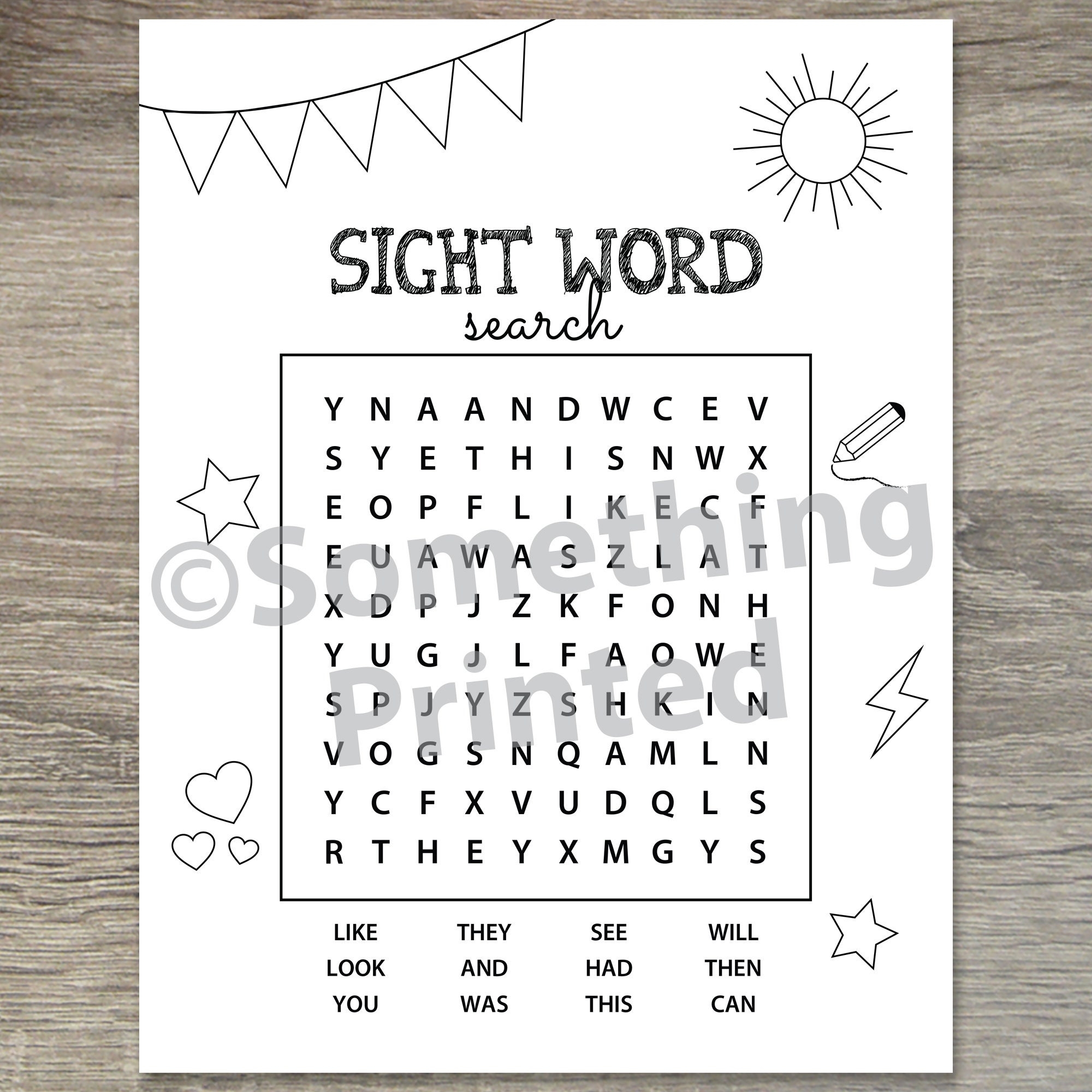 Sight Words Word Search Free Printable