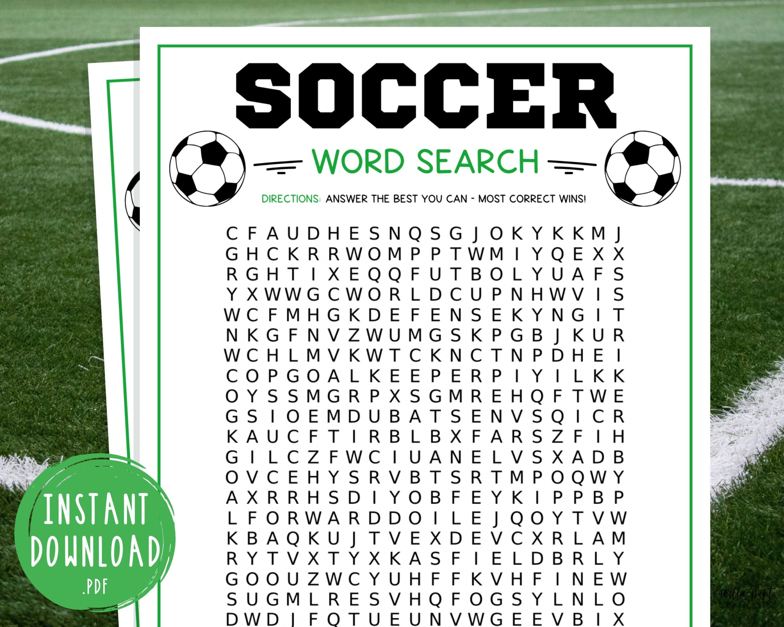 Soccer Word Search Game Printable Soccer Team Party Games Futbol Games For Kids U0026 Adults World Cup Activities Kid s Soccer Birthday Etsy