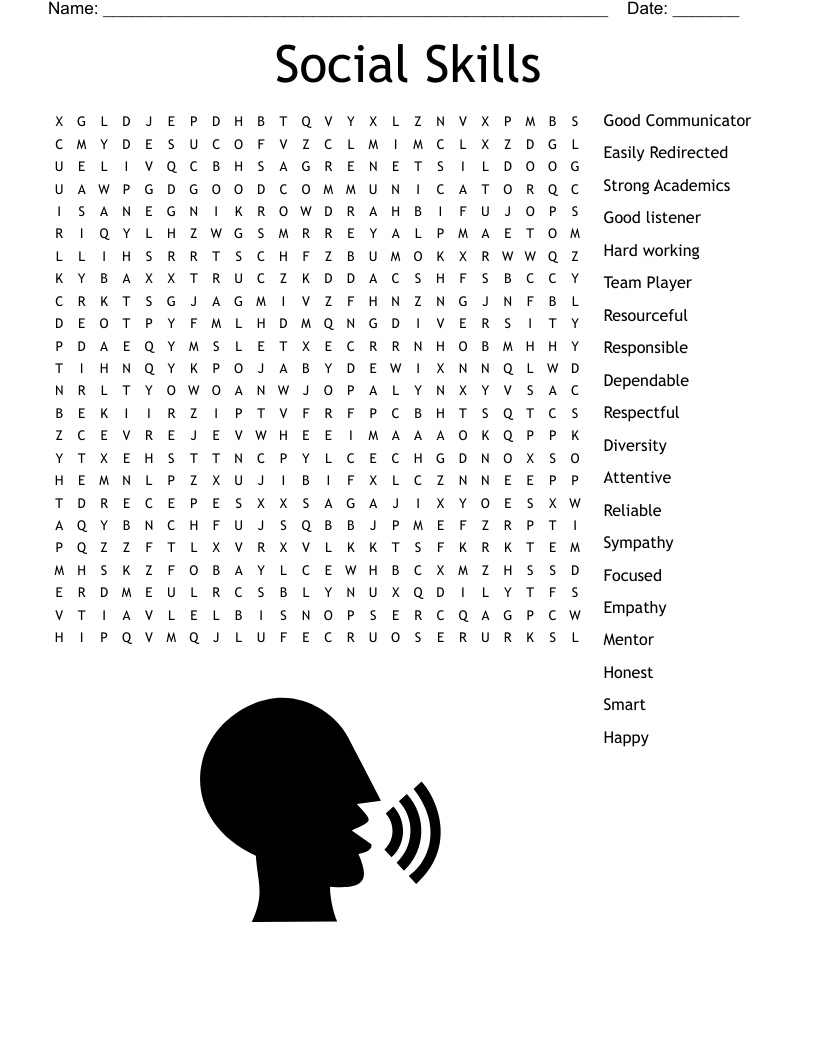 Social Skills Word Search Printable