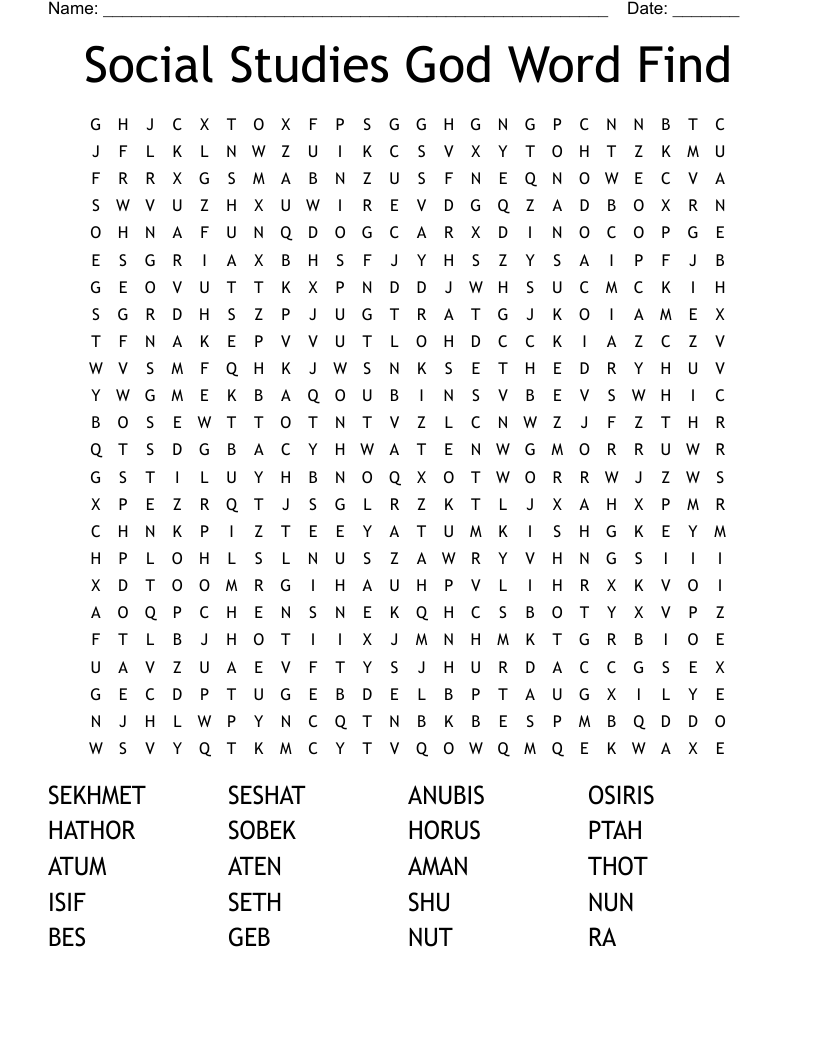 Social Studies God Word Find Word Search WordMint