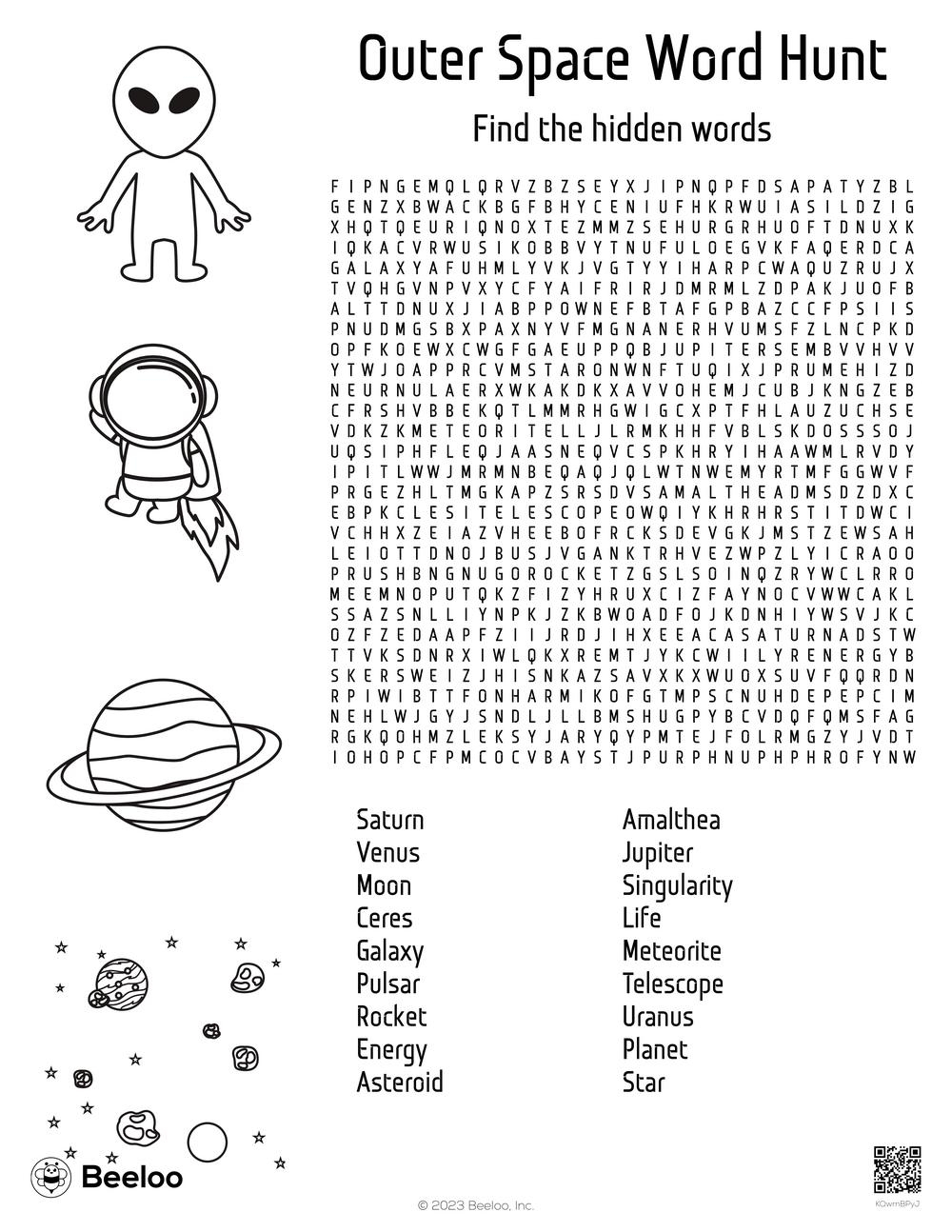 Space themed Word Searches Beeloo Printable Crafts And 