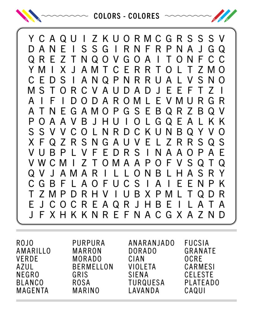 Free Printable Spanish Word Search Printable
