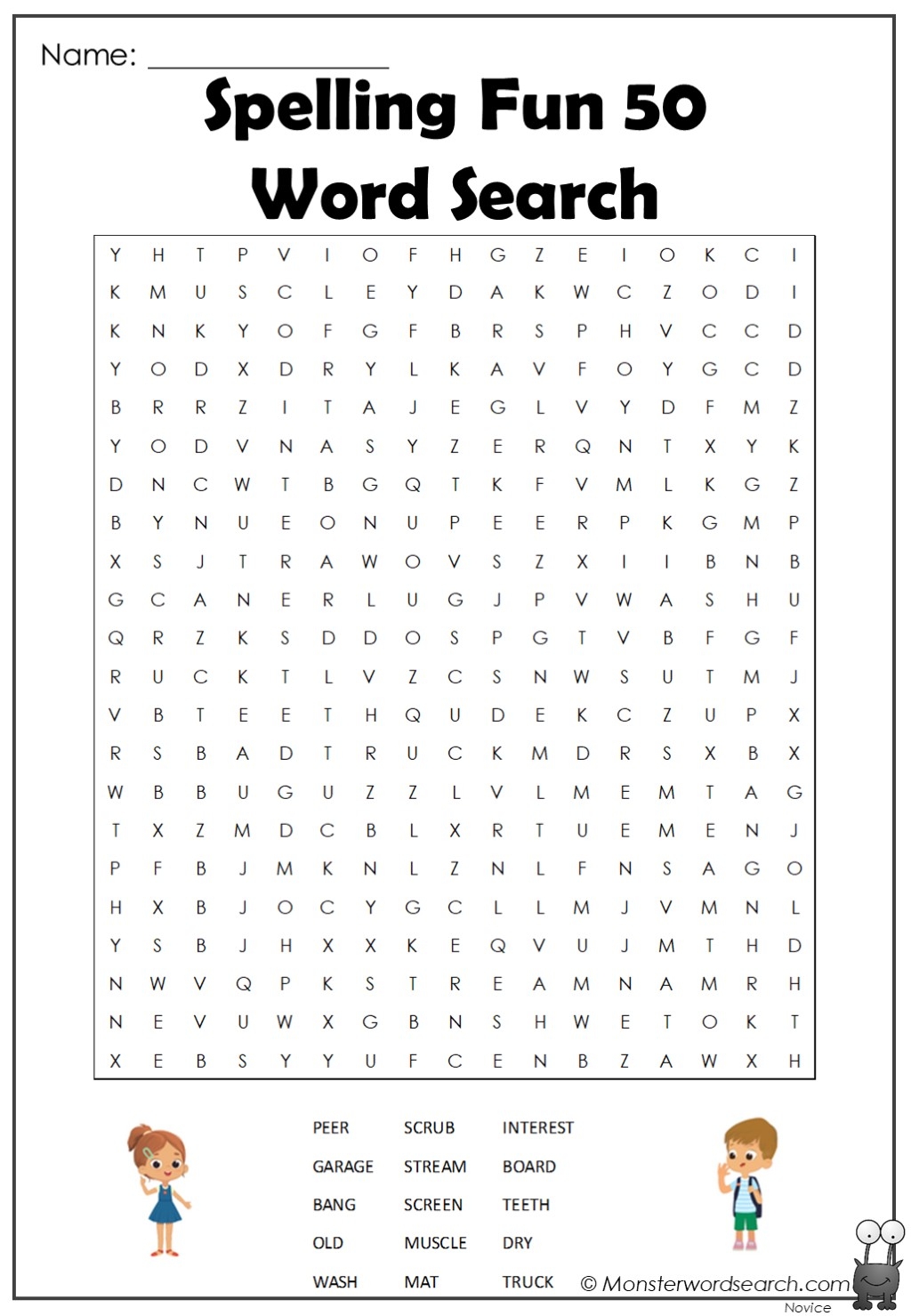 Spelling Fun 50 Word Search Monster Word Search