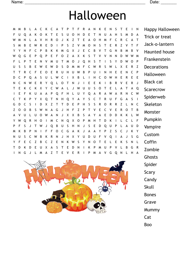 Spooky Word Search WordMint