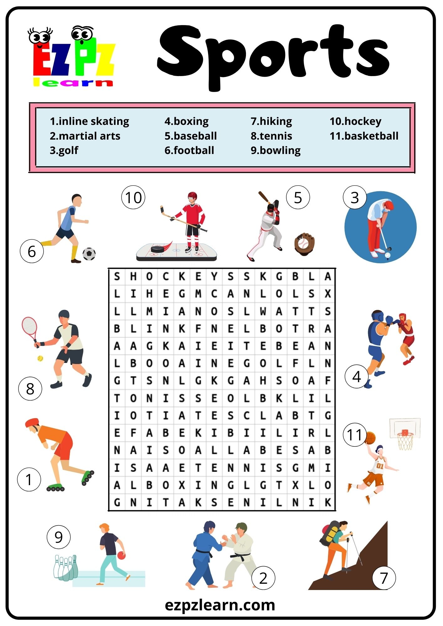 Bowling Word Search Printable
